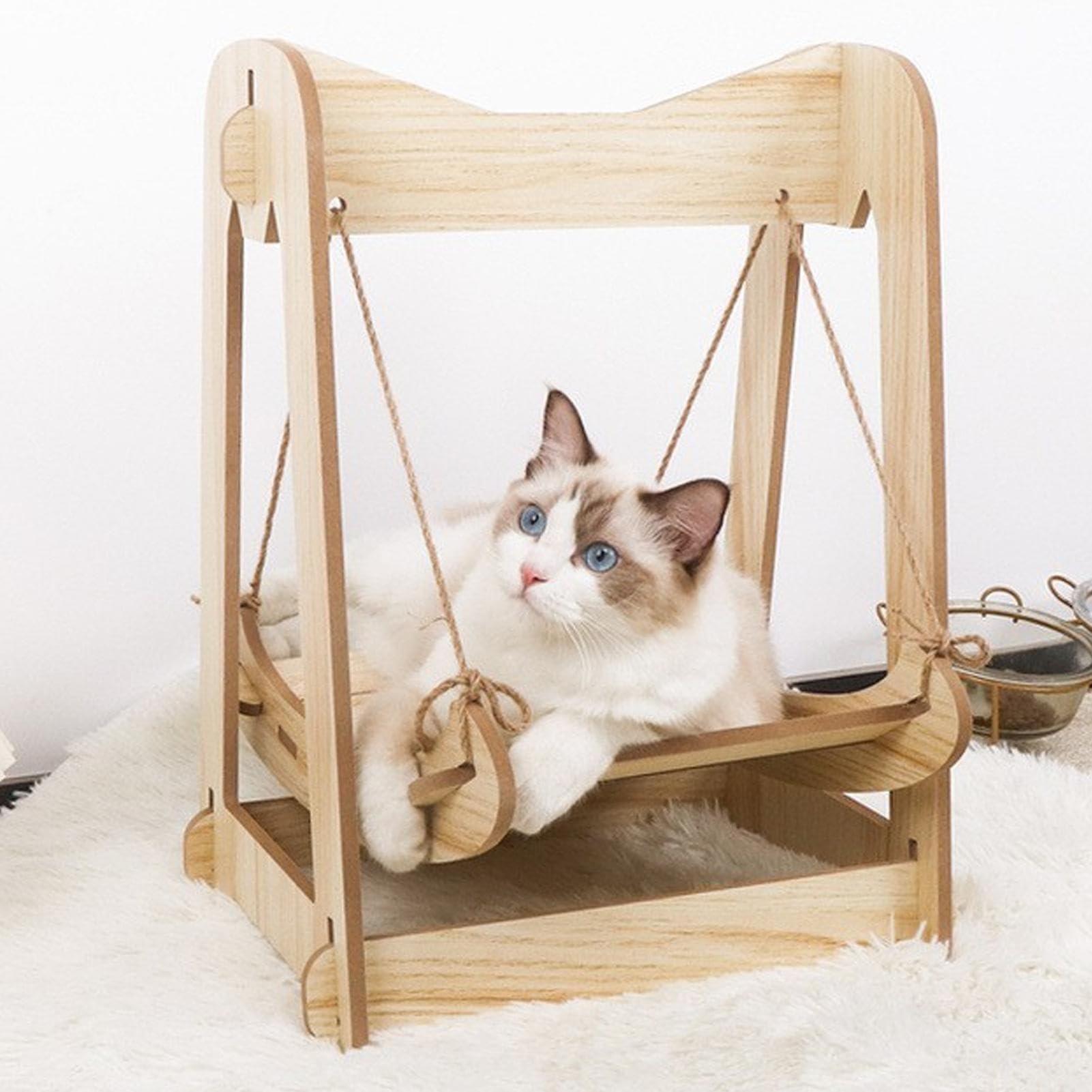 Divano per gatti in legno, altalena per cani, amaca per cani, letto a riposo per gattini, amaca per animali domestici, mobili per animali domestici in legno per gatti, cani, coniglietti, gattini e