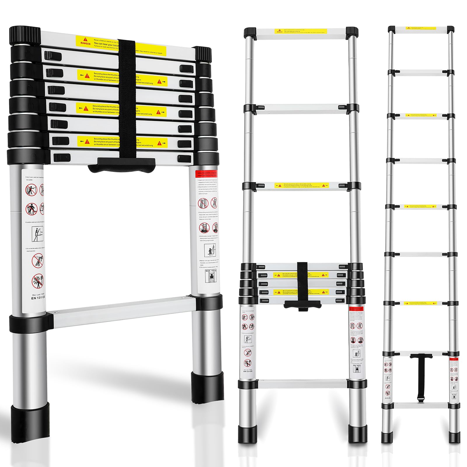 Telescoping Ladders 8.5FT, Multi-Purpose Folding Aluminum Alloy Extension Ladder for Household Or RV Outdoor Work as