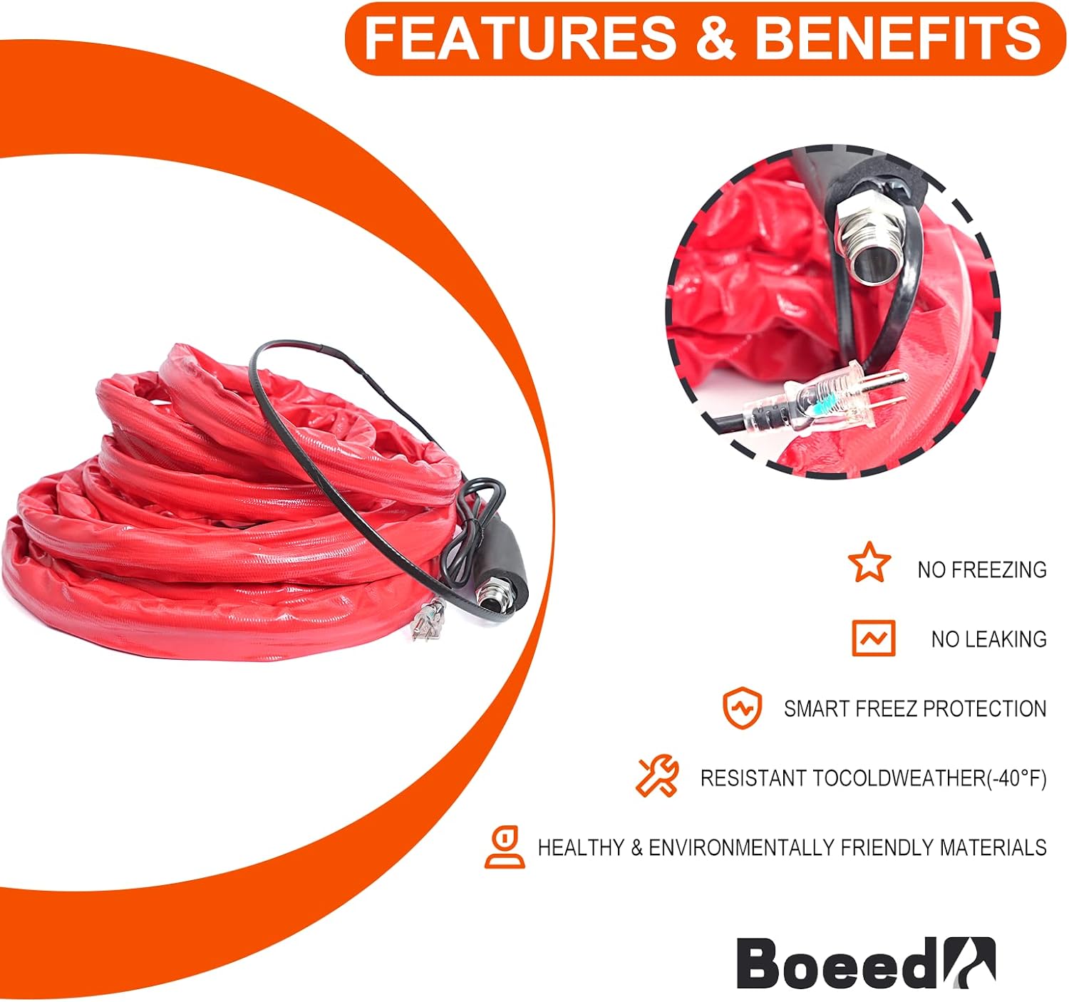 12FT Heated Water Hose for RV, -40℉ Freeze Protection Heated Drinking Water Hose with Energy-Saving Thermostat, Lead and BPA Free for RV/Home/Garden