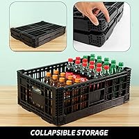 Vista 3 de Contenedor de almacenamiento plegable, 52 litros, caja de almacenamiento de plástico resistente, cajas de leche de alta resistencia, almacenamiento