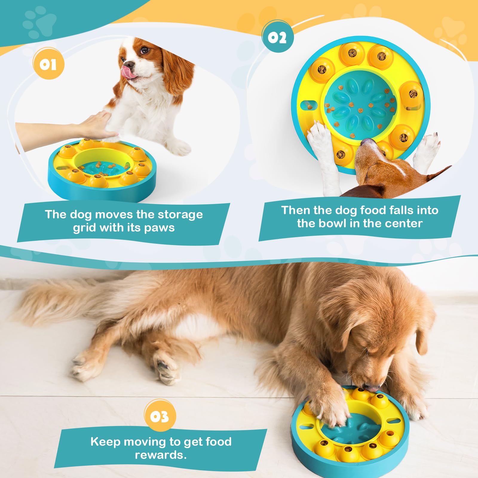 Yirochan Interactive Dogs Toys for Slow Feeder 2 in 1 Dog Puzzle Toys Treat Dispenser for Dogs Cats Puzzle Feeders for Dogs IQ Training Funny Feeding Reducing Boredom Intelligence Improving - Image 4
