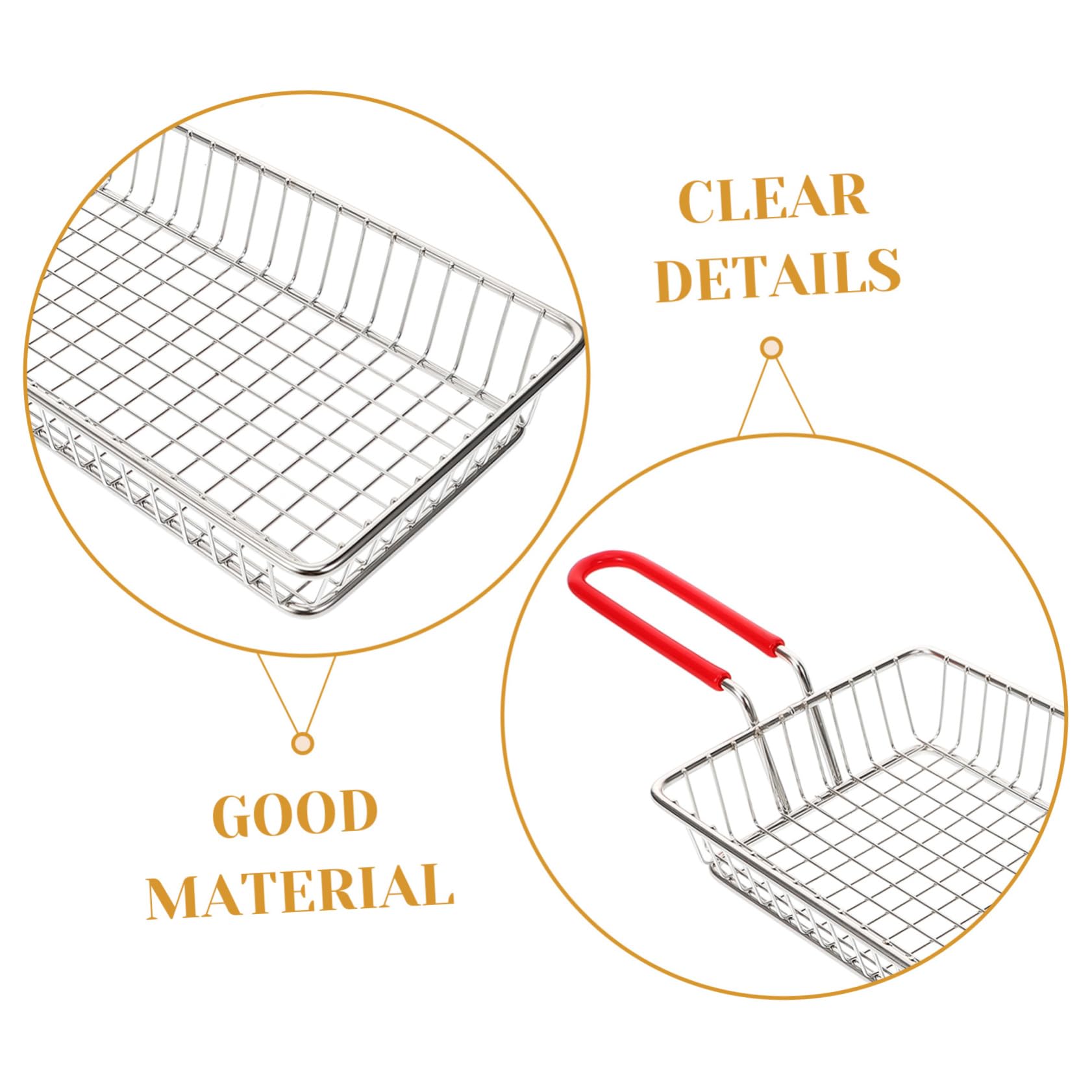 Cesta para Freír de Acero Inoxidable Rectangular Plata | Asa Antideslizante, Diseño Hueco, Uso en Hoteles y Restaurantes, Resistente Deformación