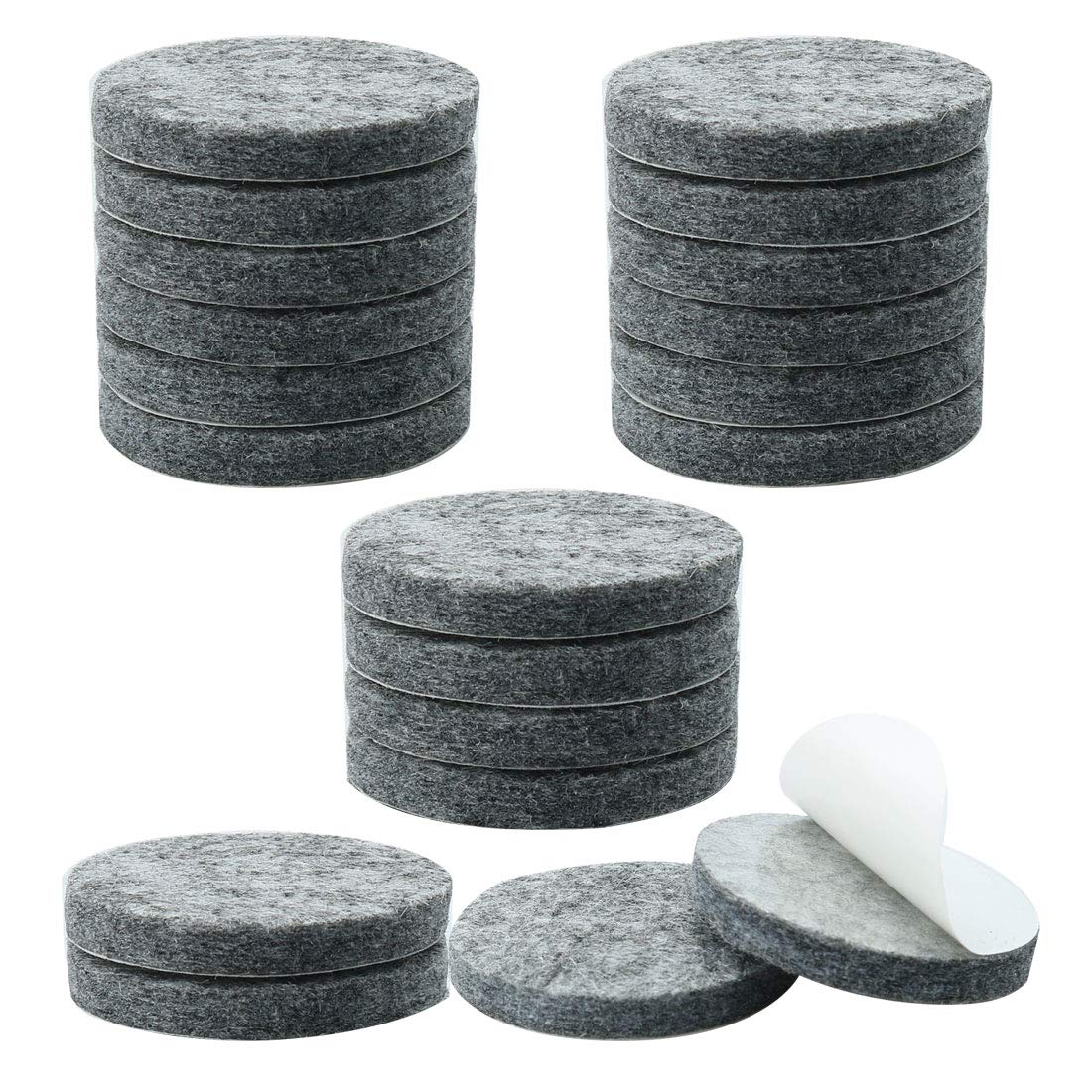 uxcell 20pcs Furniture Pads Round 1 1/4" Self-stick Non-slip Anti-scratch Felt Pads Table Floors Protector Gray
