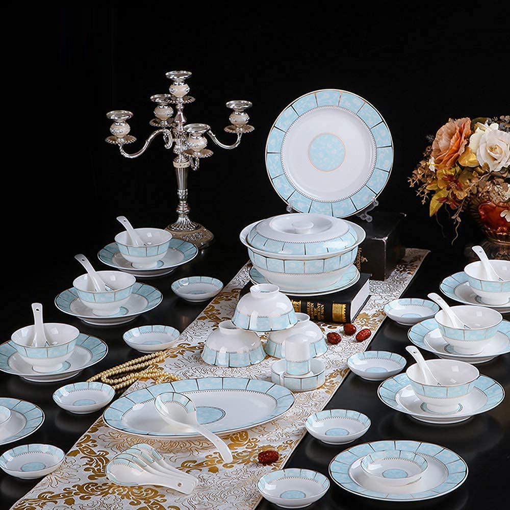 56-częściowy zestaw ceramicznych zastaw stołowych, zastawa stołowa z porcelany kostnej talerze zastawa stołowa ceramiczny zestaw usług jadalnych combi zestaw zastawy stołowej