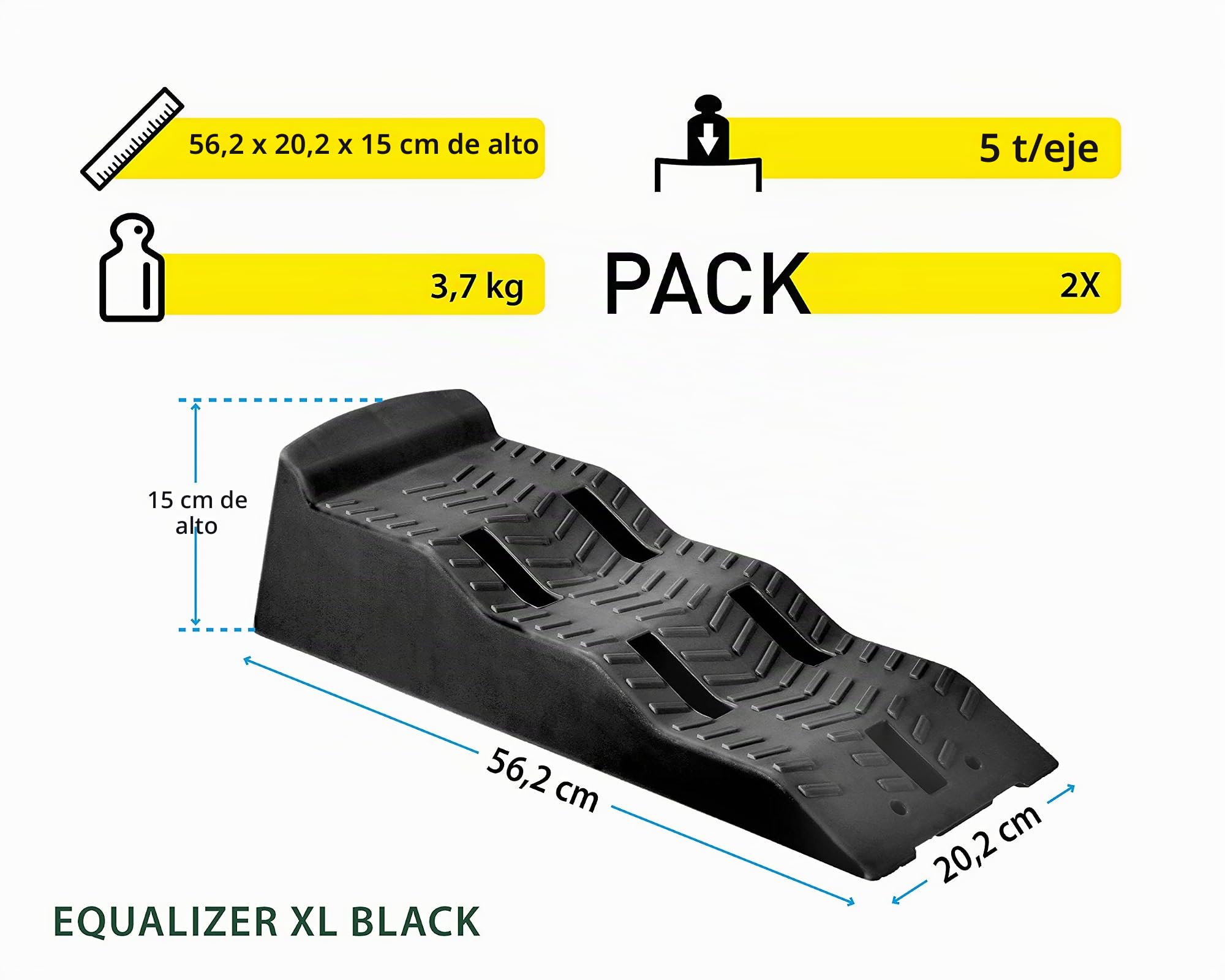 BRUNNER 7110103N.C03 - Juego de cuñas de nivelación Equalizer XL Black para caravanas y caravanas, sin Bolsa, 2 Unidades, Negro