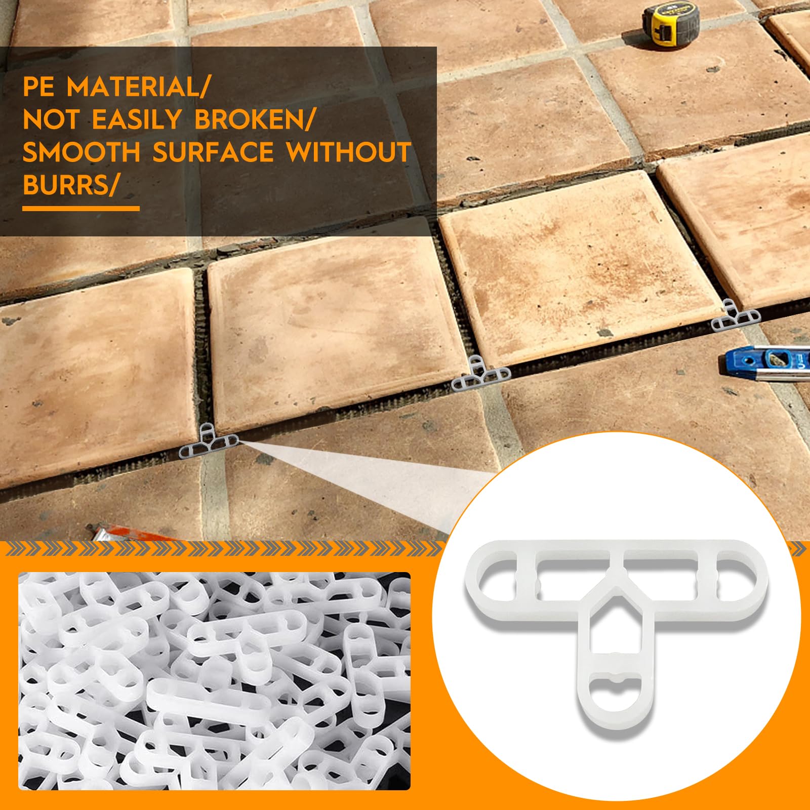 Distanziatori per piastrelle da 5 mm, 8 mm, 10 mm, distanziatori a forma di T, struttura cava per pavimenti, pareti, piastrelle, pavimenti e mattoni, 300 pezzi