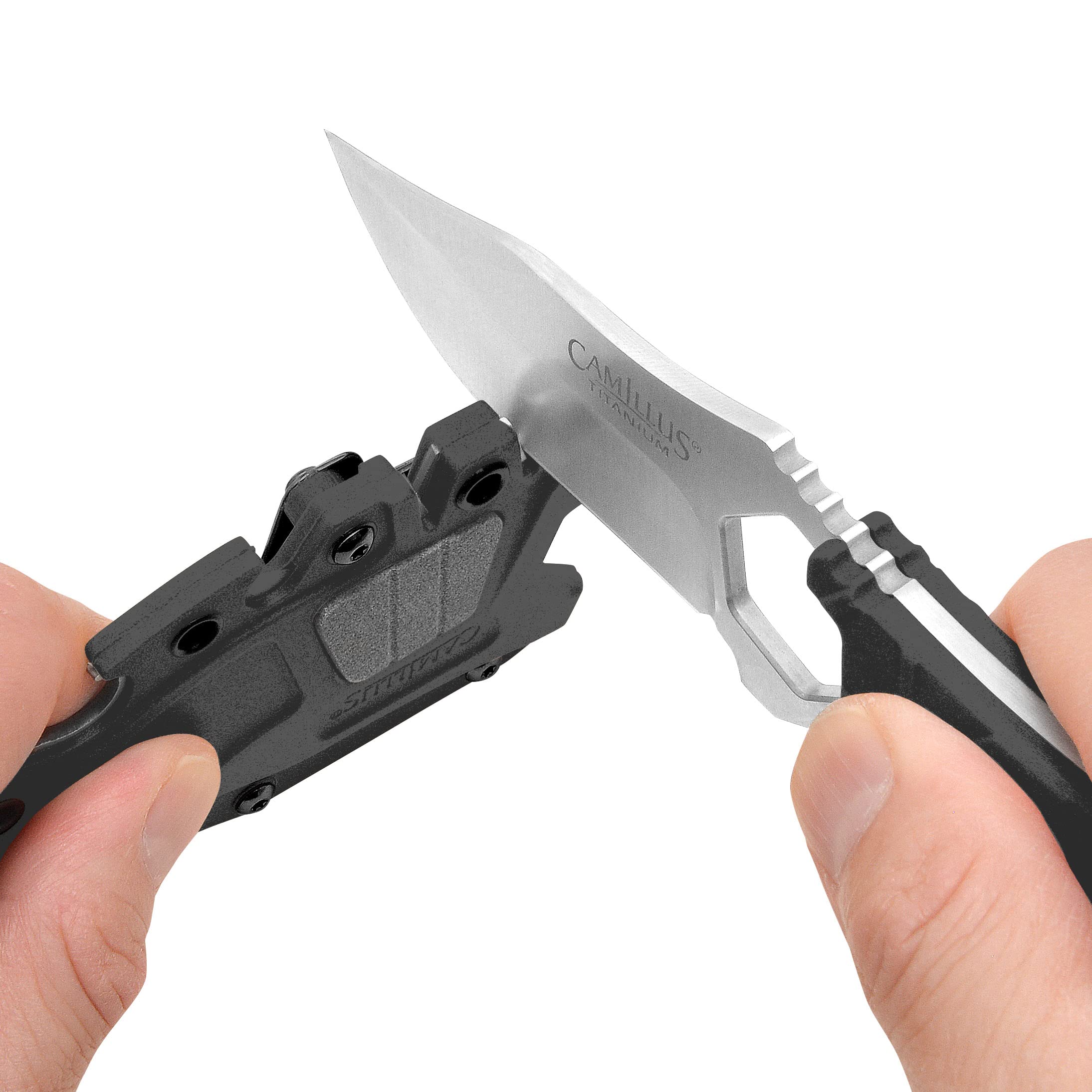 Camillus Comb 7.25" Clip Point Blade Durable Corrosion-Resistant 420 Stainless Steel Outdoor Survival Hunting Fishing Camping Fixed Blade Knife, Molded Sheath with 4 Additional Functions Included