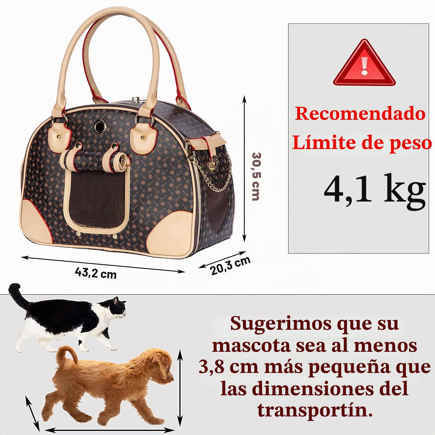 Adriene's Choice Transportador de Mascotas de Lujo, Bolsa de Transporte para Cachorros, Bolsa de Transporte para Gatos, Impermeable, de Piel sintética, Viajes al Aire Libre,