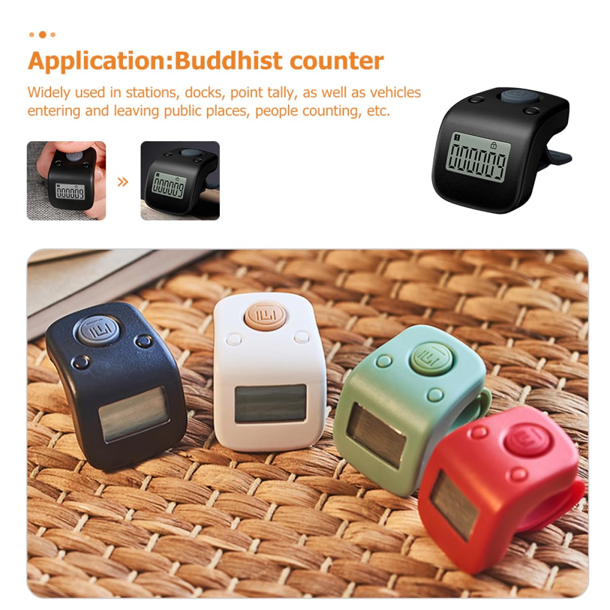 VICASKY Rechargeable Electronic Finger Hand Counter Lightweight Digital Tally Clicker for People Counting Durable Portable with Luminous Design for Stations