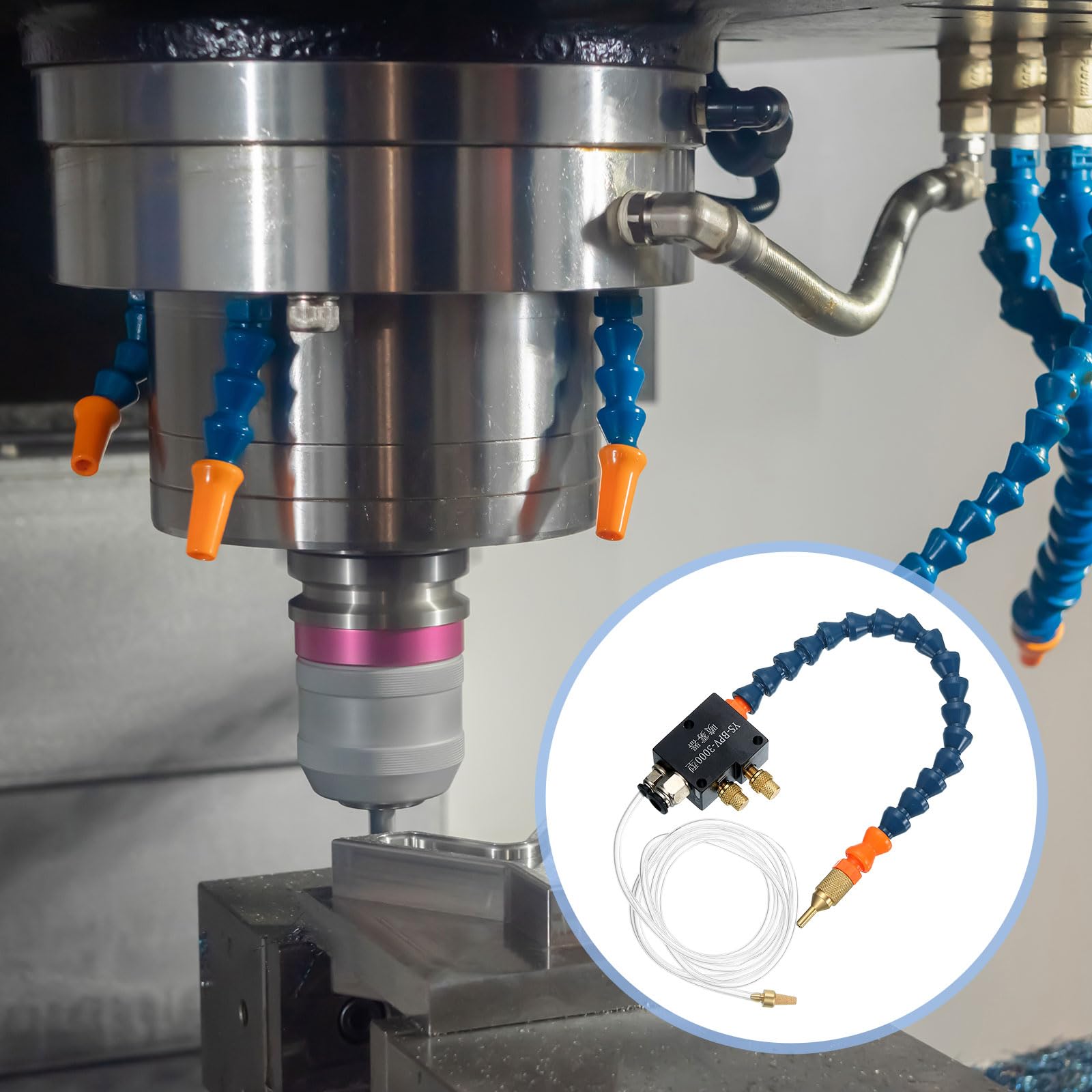 QUARKZMAN Nebelkühlschmiermittelsprüh-System, 400mm Gravurkühlungssprühmaschine mit Schlauchrohr für Kühlmaschine CNC-Drehmaschine Fräsen Bohren, Grün
