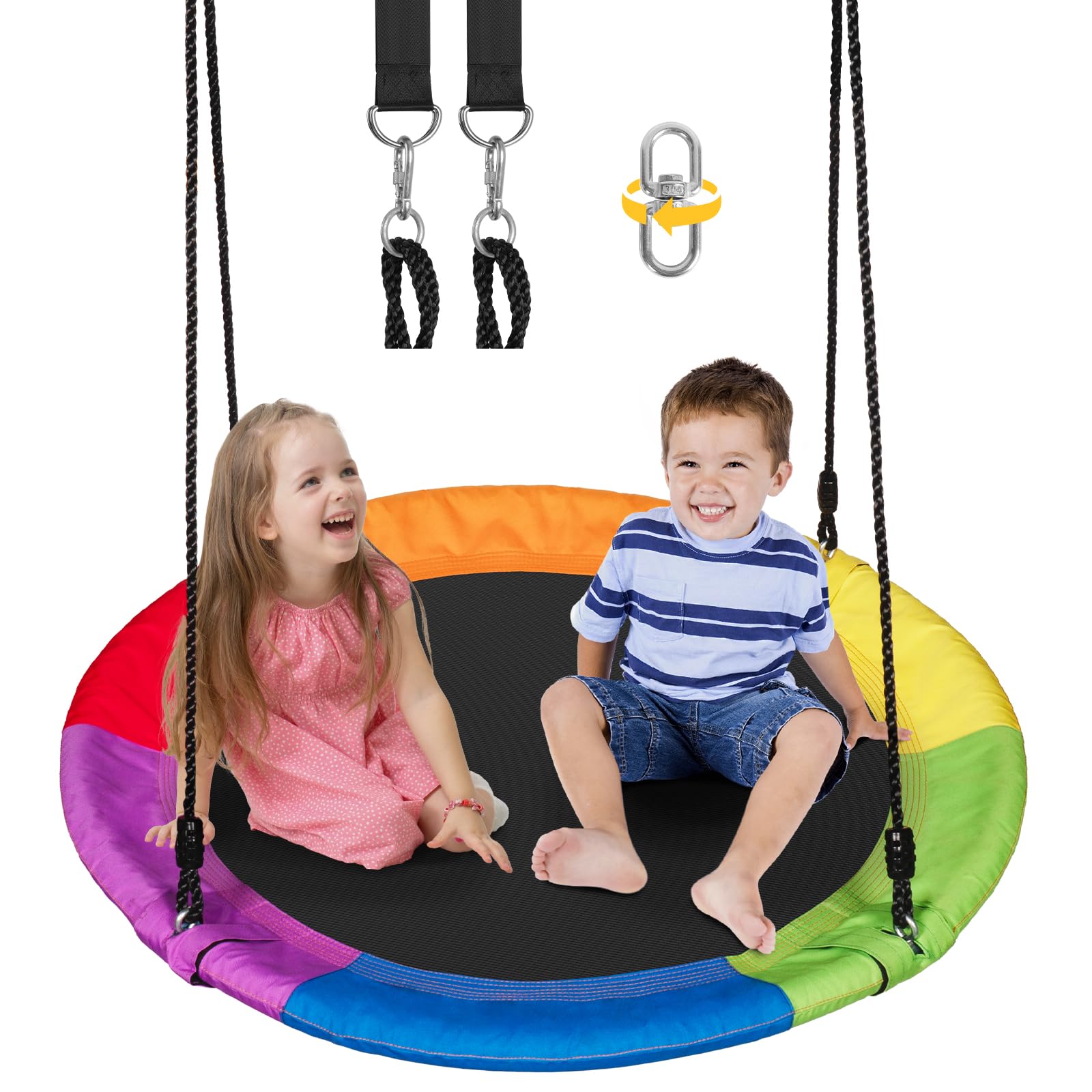 DECORLIFE 40 in Tree Swing for Kids & Adults, Reinforced 4-Tubes Steel Frame & 700lb Capacity with 900D Oxford Fabric，360° Rotating Kids Outdoor Swing for Playground, Swing Sets for Backyard