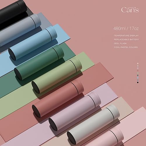 Miniatura 2 de Can's Botella de agua inteligente de 16.2 fl oz, taza de viaje con aislamiento de acero inoxidable con pantalla LED de temperatura para café, té y