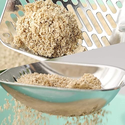 Miniatura 5 de Paquete de 2 cucharas de arena para gatos con mango largo, pala profunda sólida, pala elevadora de excrementos de gatitos con agujero, caja de arena