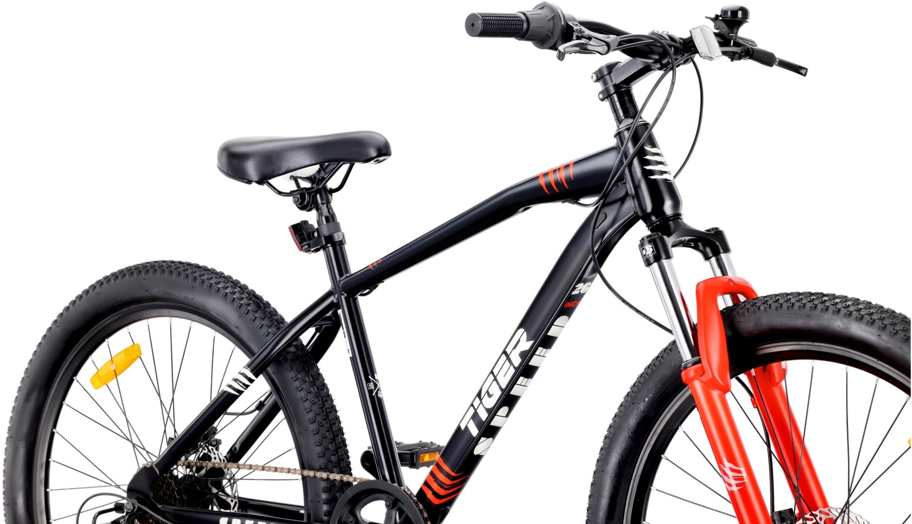 sun baby TIGER BIKE Bicicletta da 26 pollici, mountain bike per ragazzi e uomini, bici da montagna 26" - telaio in acciaio, 7/21 marce, freni a disco, ammortizzatore