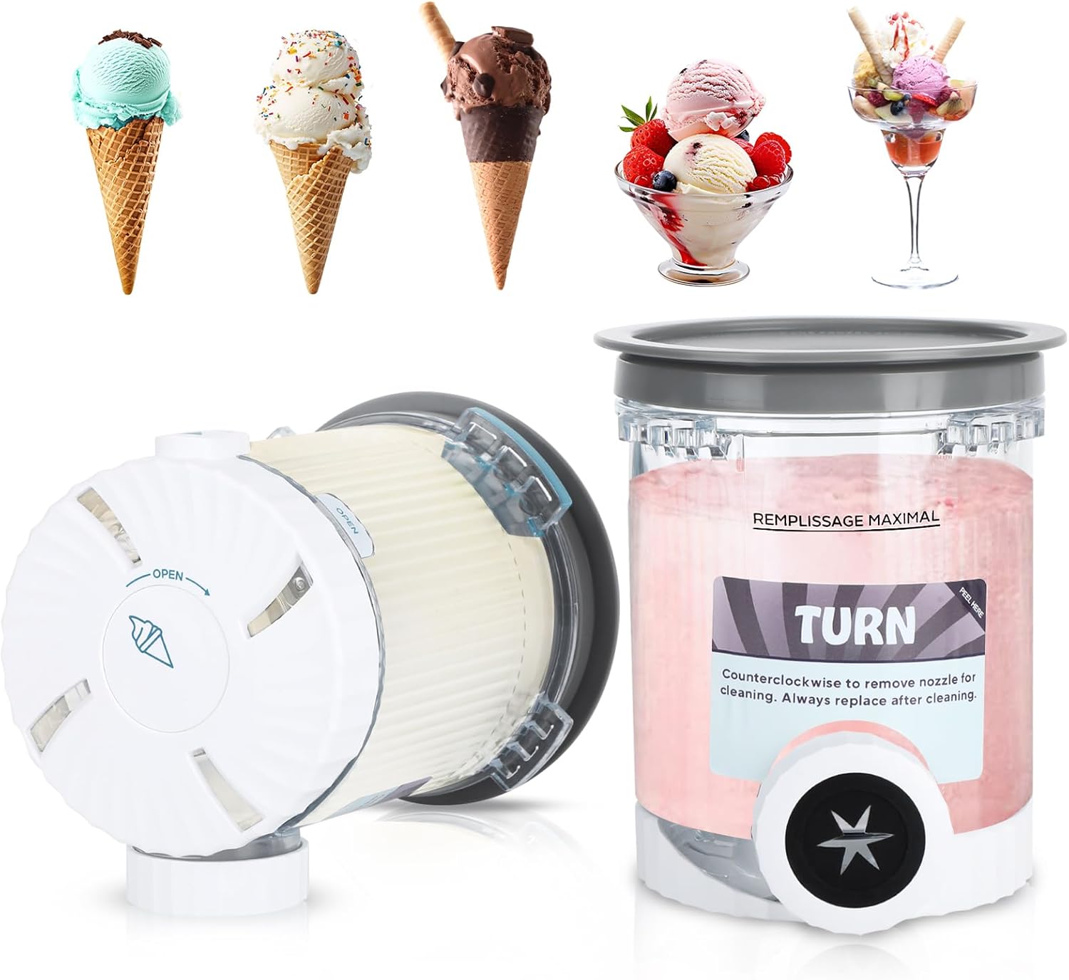 2 Pack Ninja Swirl, PC Pint Containers Replacement for Nin ja NC700 Series NC701/NC701Q/CN701CO Swirl Ice Cream & Soft Serve Makers