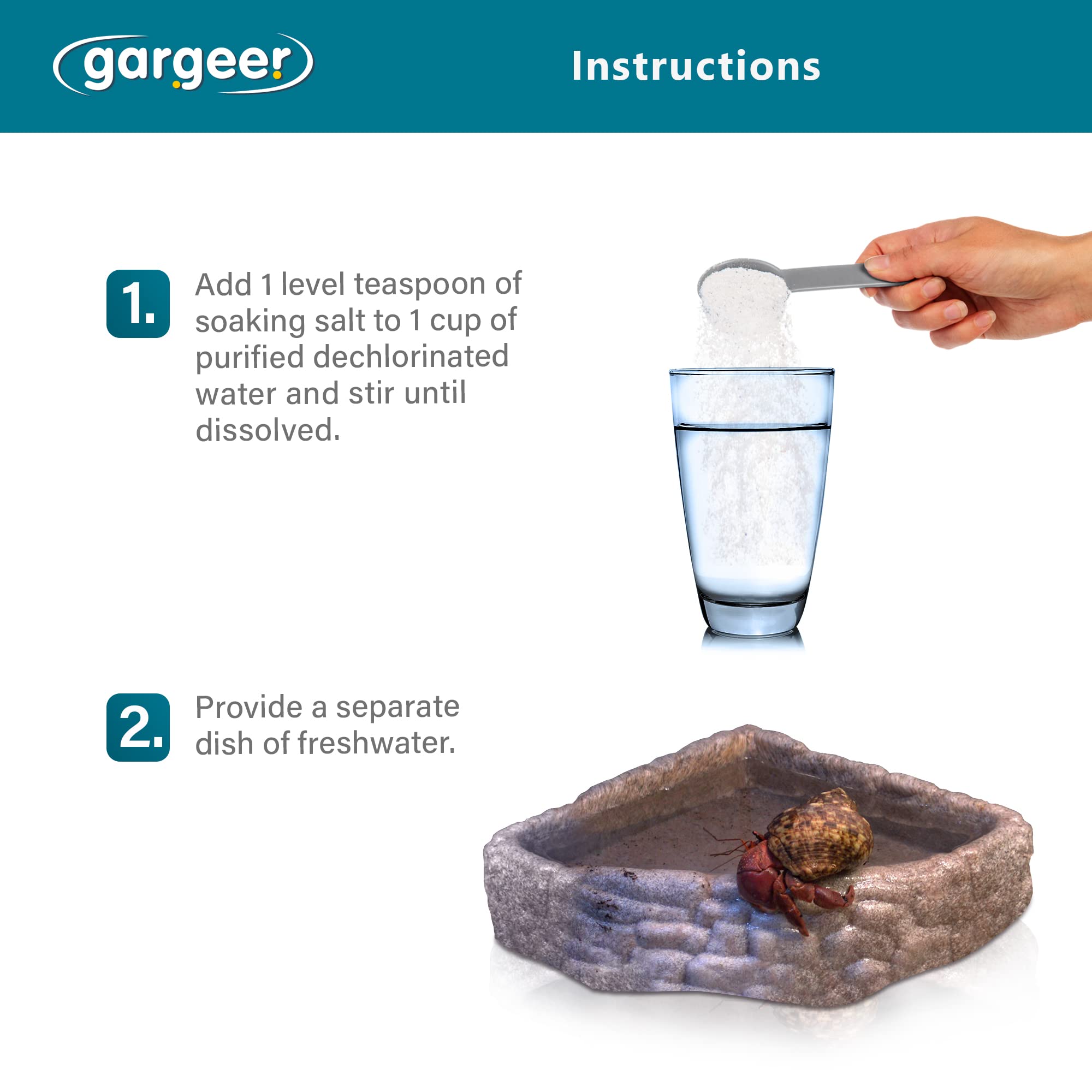 Gargeer Sale da ammollo del granchio eremita, ambiente simile all'oceano, include calcio e tracce di minerali, senza additivi o ingredienti nocivi. per una salute e un benessere ottimali. Prodotto