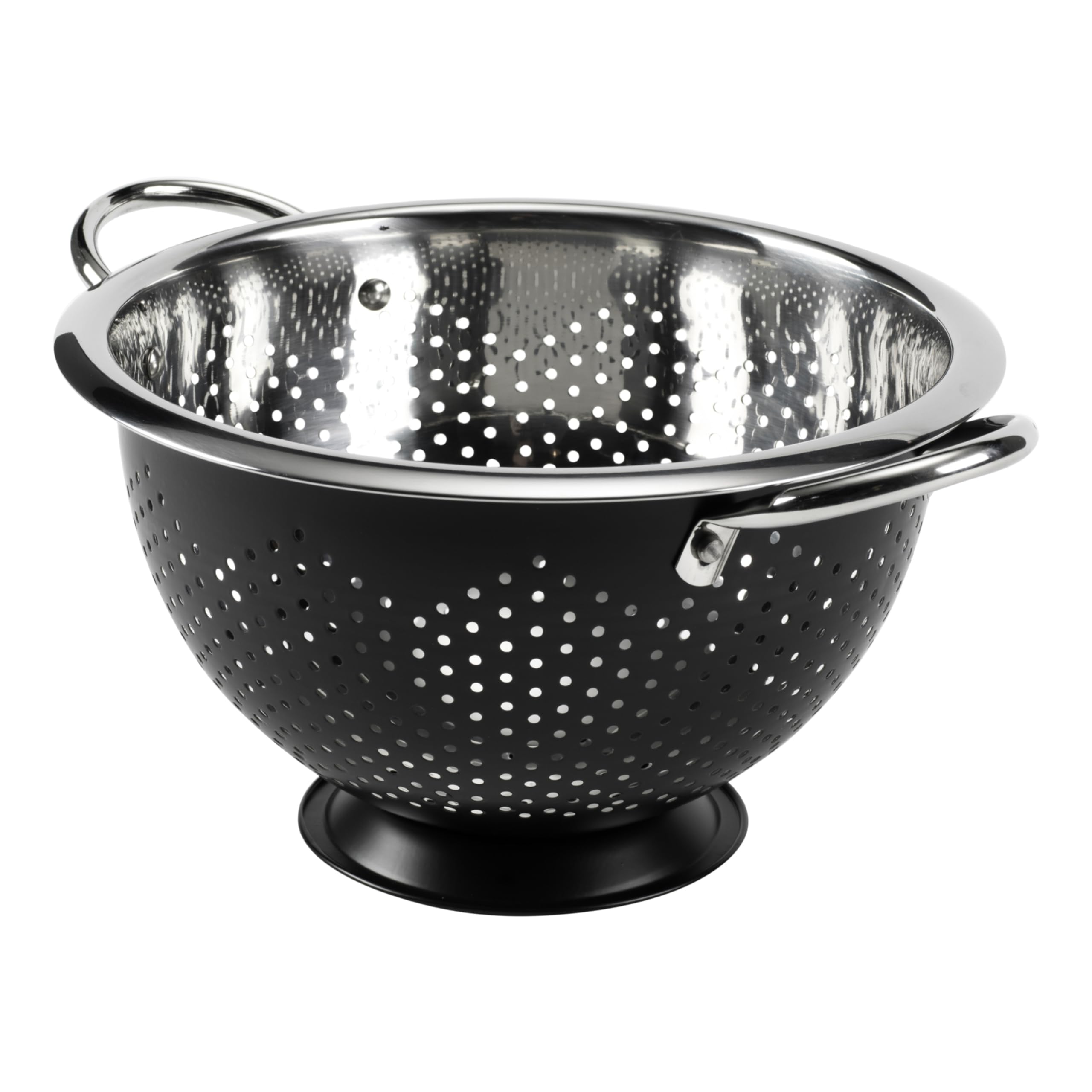 GoodCook Scolapasta gourmet, capacità 5 qt, in acciaio inox, con manici e piedistallo rialzato, nero intenso