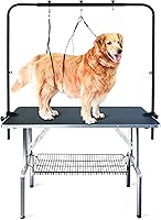 SHELANDY 46-Inch Dog Grooming Table for Large Pets - 250 lbs Capacity, Adjustable Arm, Non-Slip Top & Storage Shelf