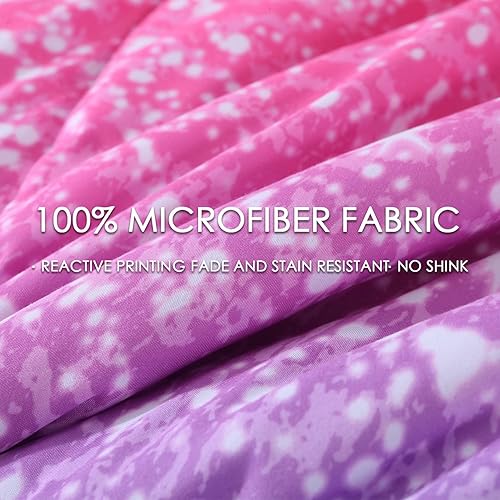 Miniatura 7 de JQinHome Juego de edredón con purpurina tamaño Queen, juego de ropa de cama de 6 piezas en una bolsa, colorido en 3D, rosa y azul, para niñas y