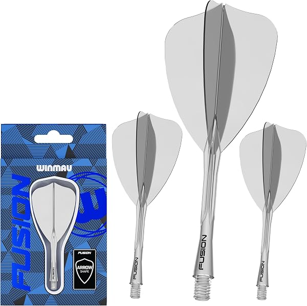 WINMAU Darts Fusion Integrated Flight & Shaft System - Arrow Shape And Design - Available in Short, Intermediate & Medium - Variety of Colours - 1