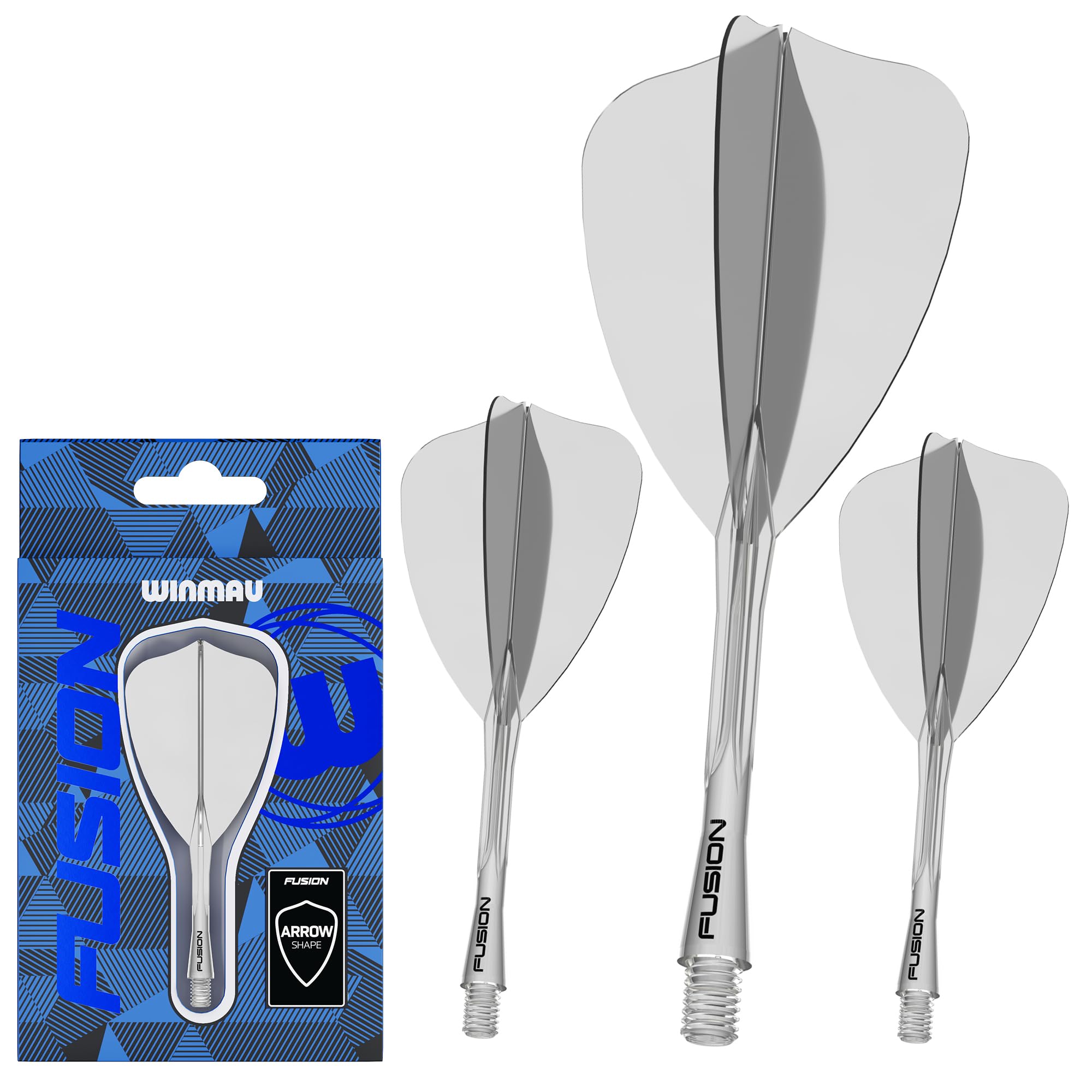 WINMAU Darts Fusion Integrated Flight & Shaft System - Arrow Shape & Design - Clear Colour, Medium Length