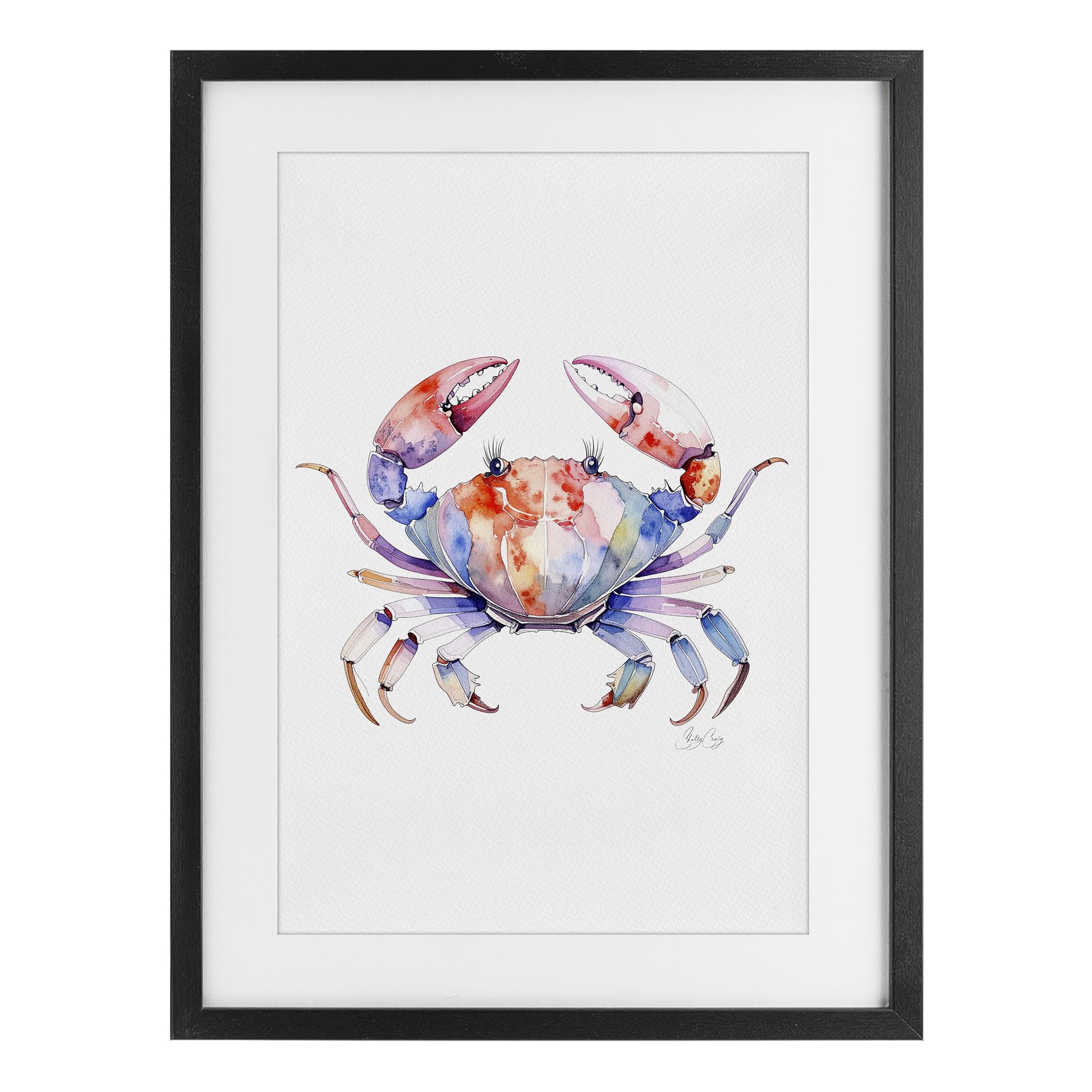 Stupell Industries Watercolor Dancing Crab 'Tide Dancer Crab', Framed Print Under Glass, Black, 14 X 20 Inches, Easy To Hang And Sturdy, Made In Usa, By Shelly Craig