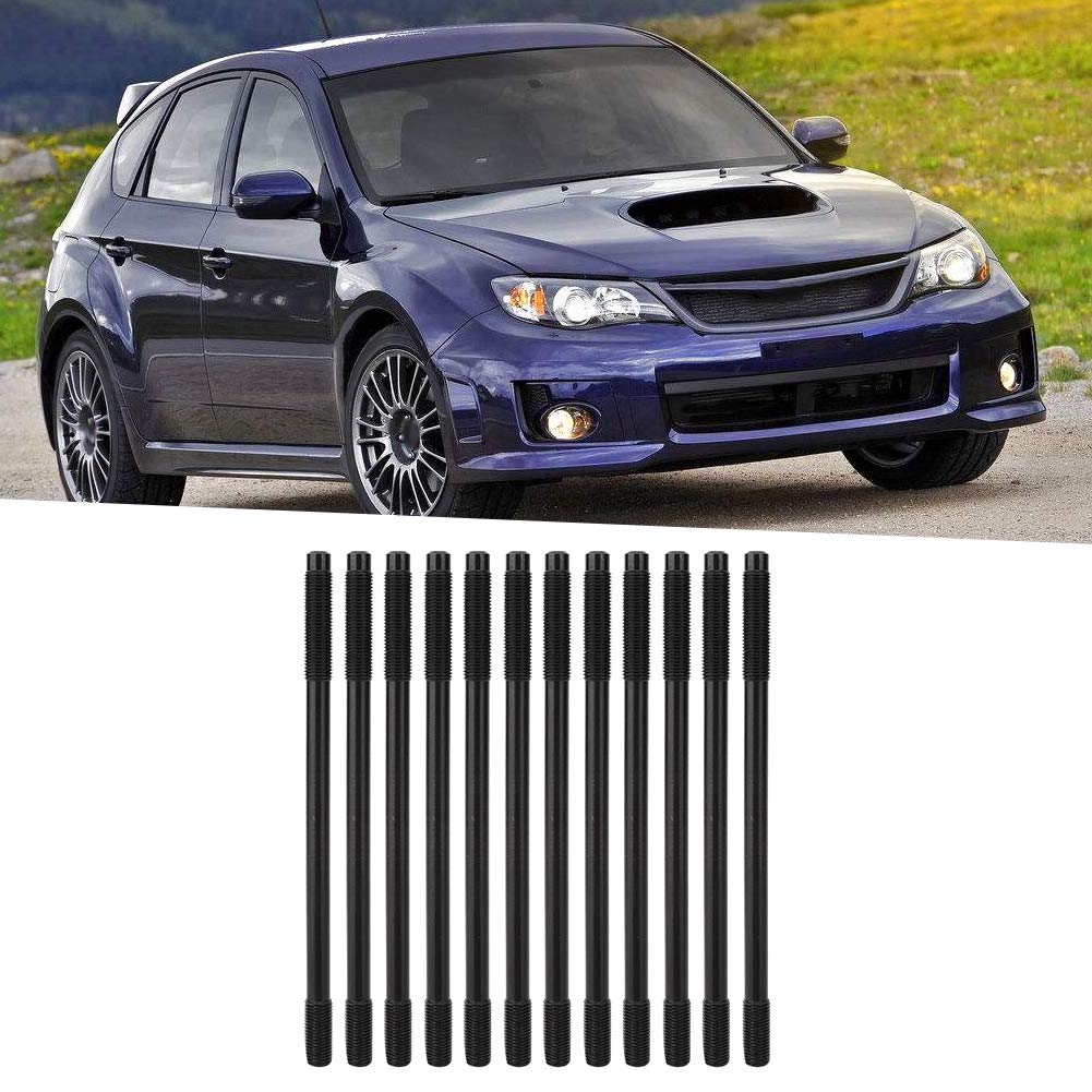 Kit di prigionieri per testata cilindri, bulloni motore in acciaio legato ad alte prestazioni, rondelle e dadi per motori turbo Impreza EJ20 EJ25, 12 pezzi.
