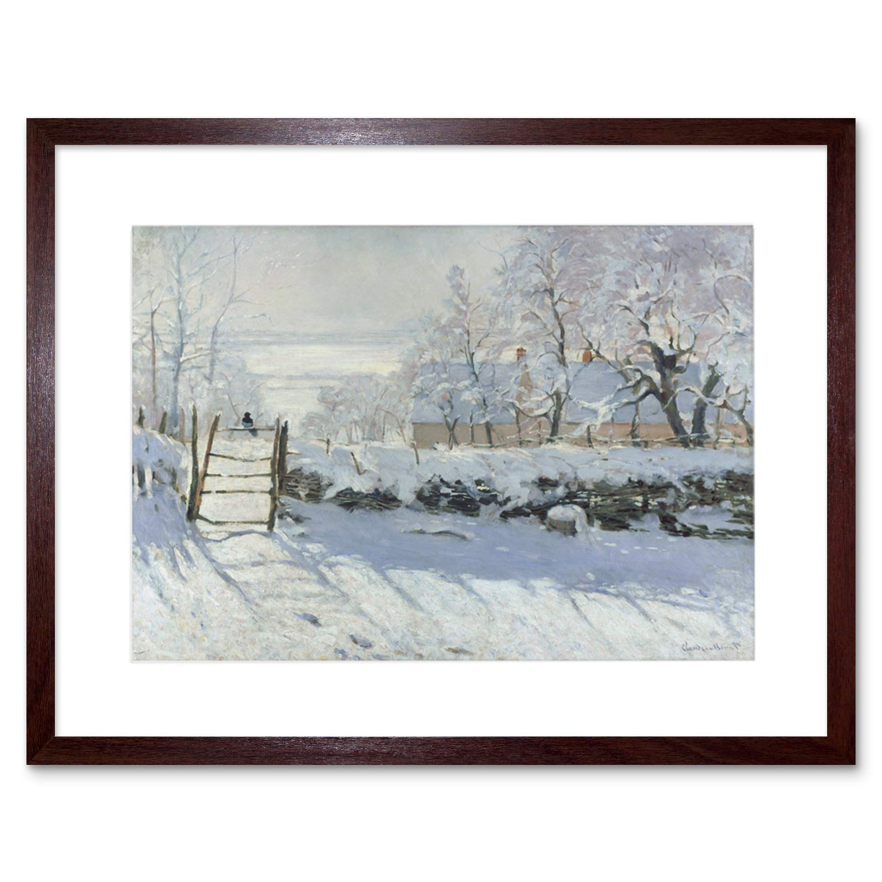 Wee Blue Coo CLAUDE MONET MAGPIE OLD MASTER BLACK FRAME FRAMED ART PRINT PICTURE B12X2607