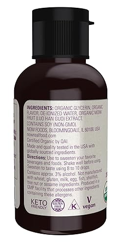 Miniatura 3 de NOW Foods fruta de monje líquida orgánica edulcorante sin calorías caramelo 18 onzas