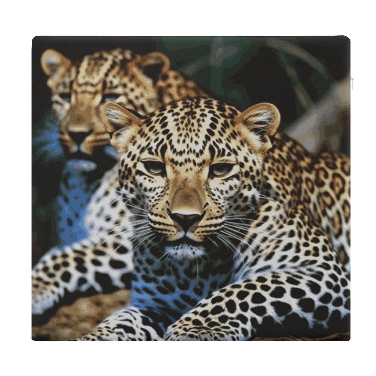 JTREHY Leopard Chair Cushions Non-Slip Bar Stool Cushions Ultra Soft Warm Memory Foam Meditation Cushion Removable Large Square Seat Cushions for Dining Chair 15x14In