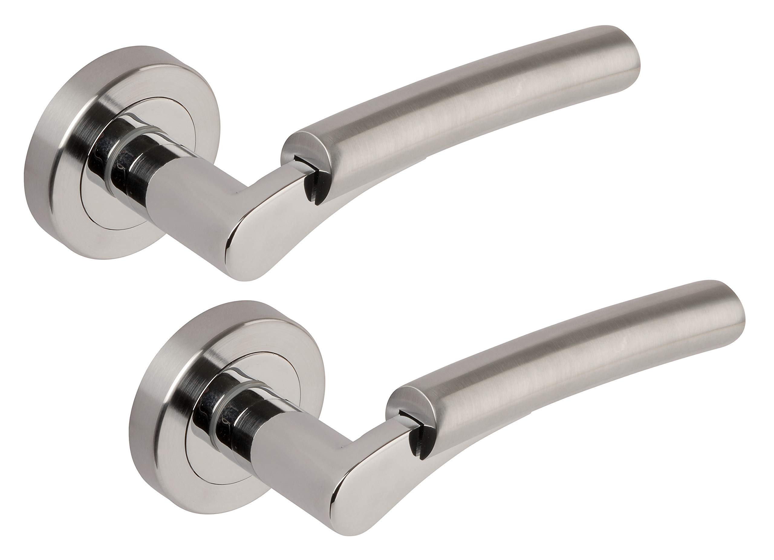 Excel Architectural XL3845 Ultra Passage Door Handles on Round Rose, Satin/Polished Chrome