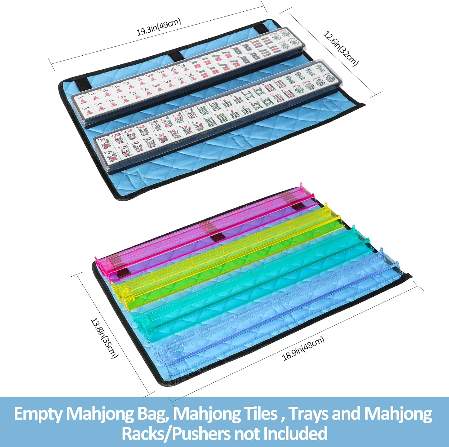 Empty Mahjong Bag,Blue Printed American Mahjong Bag with Two Wrappers (Case Only)
