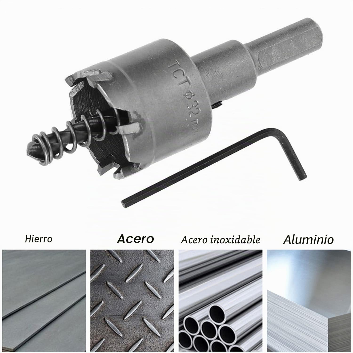 Juego de 23 sierras de corona de metal duro, 16 mm-100 mm, TCT, broca de metal duro, acero inoxidable, hierro y cobre