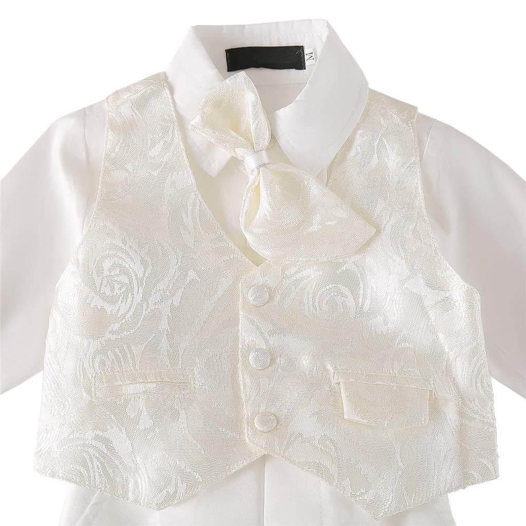 Lito Angels Baby Jungen Taufkleidung Taufanzug Taufe Kleidung Weißer Anzug/Elfenbein mit Haube Größe 3-24 Monate