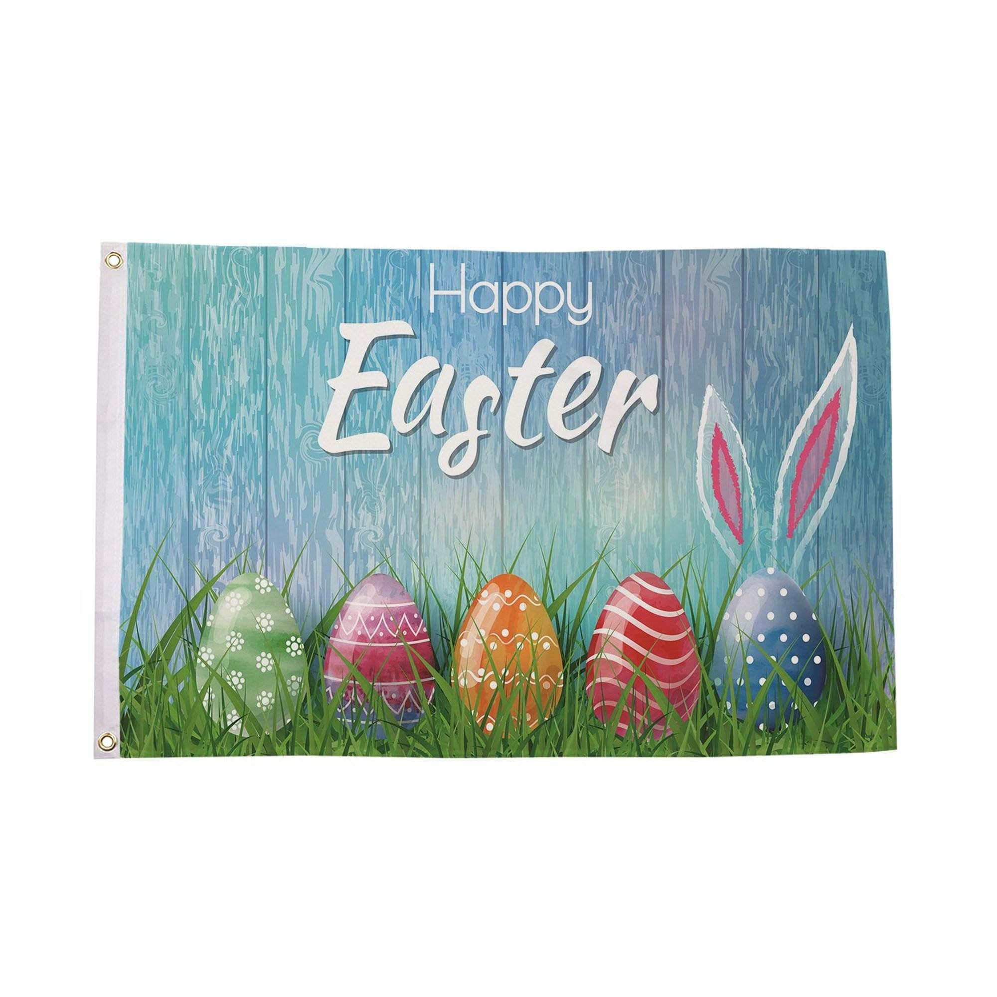 Flagtex Happy Easter Eggs Flag 5ft x 3ft (150cm x 90cm) Premium 100gsm Polyester with Double Stitched Hems - Easter Celebration Flag, Spring Easter Egg Banner, Holiday Seasonal Decoration