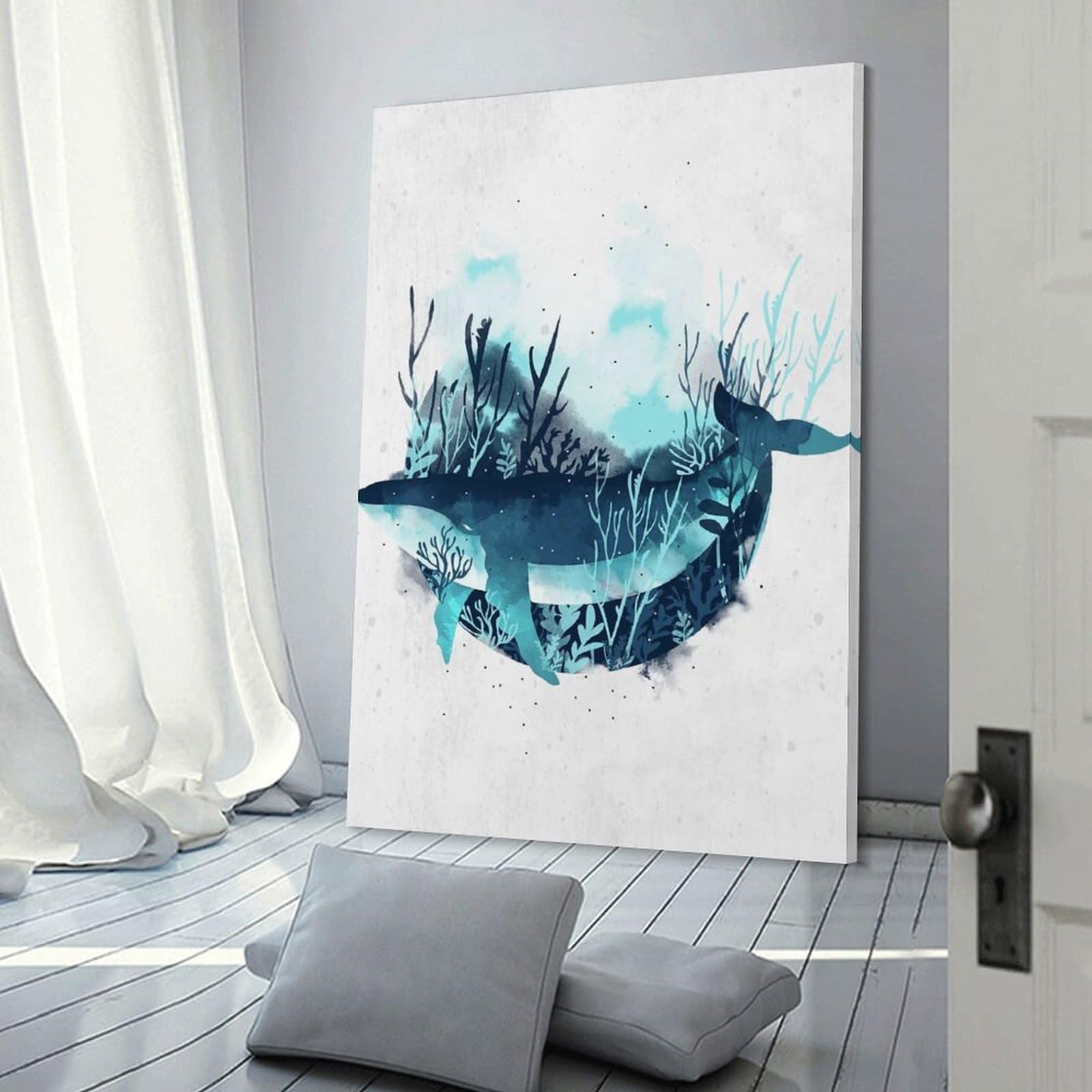 Junmoney Canvas Wall Decor Free Whale, 24x36inch(60x90cm), for Gallery Wall Decor And Room Displays, An Easy Match for Collected Prints