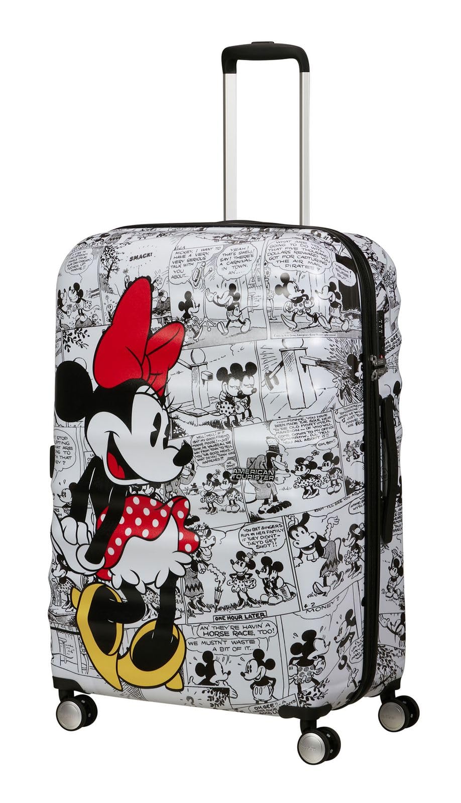 American Tourister Wavebreaker Disney - Minnie Mouse Hartschalenkoffer Groß (77 cm), Reisekoffer, TSA Schloss, 4 Rollen, 96 L, 4.2 kg - Minnie Comics White