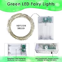 Vista 26 de Paquete de 2 guirnaldas de luces LED, funcionan con pilas, 5 m, 50 luces intermitentes, temporizador, impermeables, para habitaciones, bodas