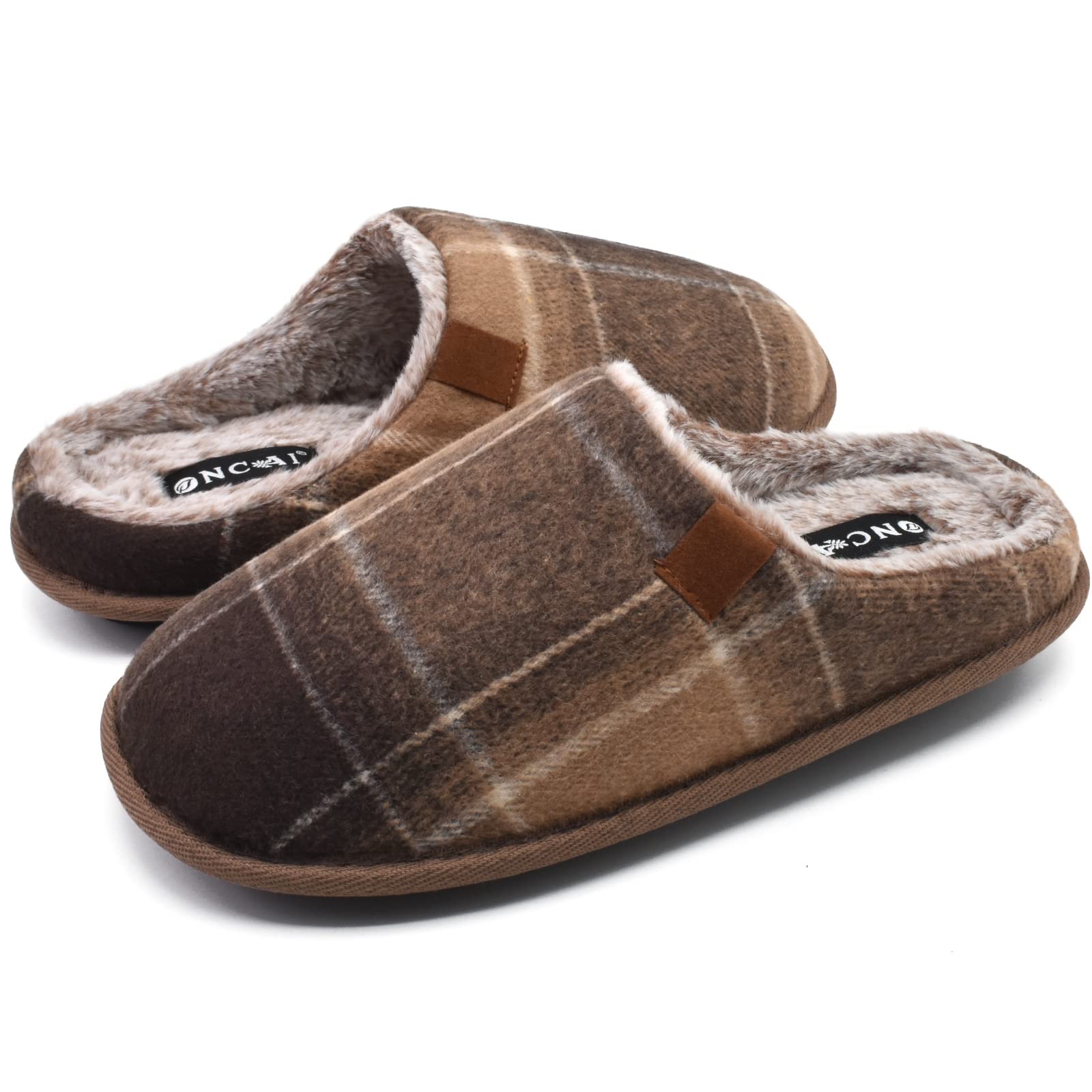 ONCAI Pantofole da Uomo Invernali, Comoda Memory Foam Calde Scarpe da Casa in Lana Con Suola Antiscivolo Taglia 40-49 EU