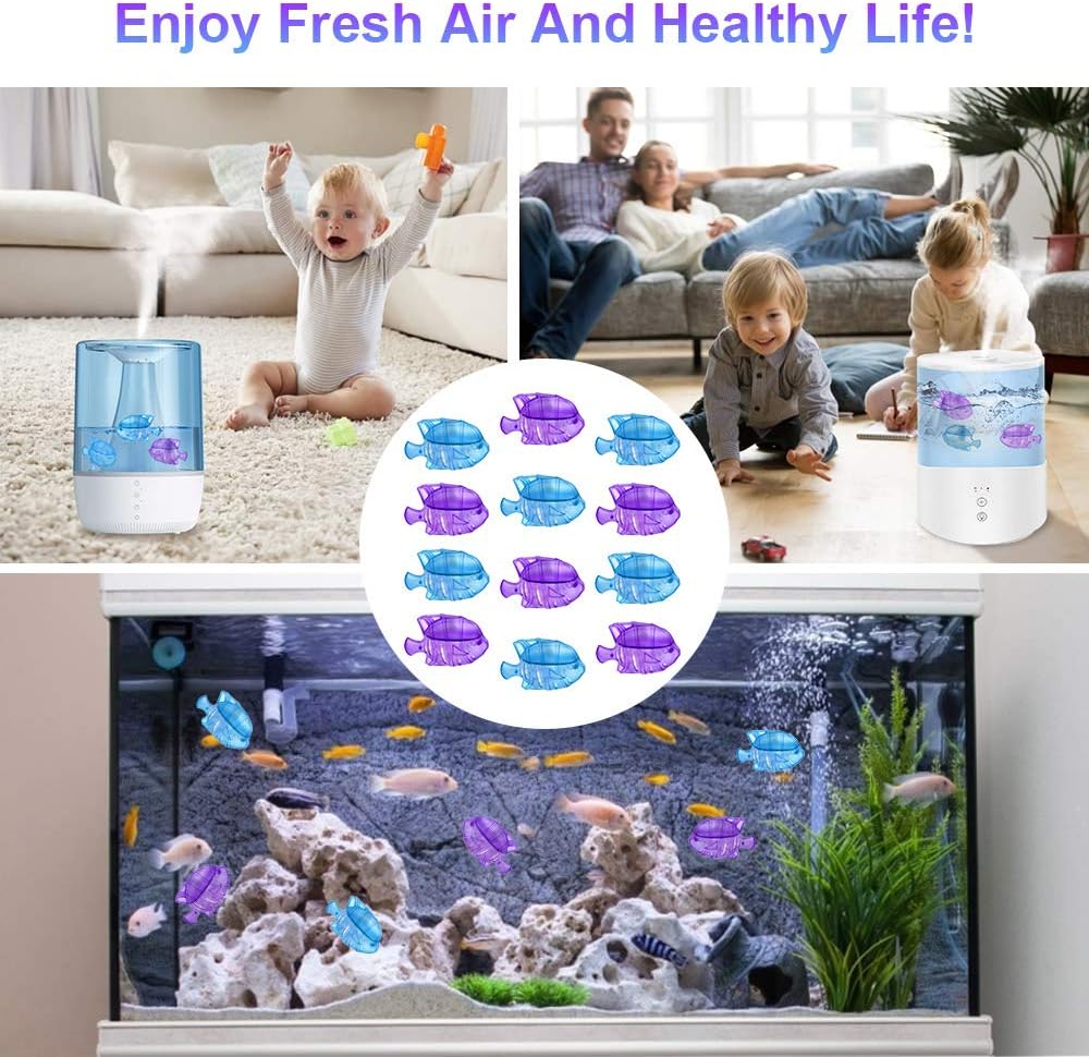 ANYHOW 12 Pack Humidifier Cleaner, Universal Humidifier Tank Cleaner Fish Compatible with Warm & Cool Mist Humidifiers, Fish Tank, and Most Mumidifier (Purple and Blue) : Appliances