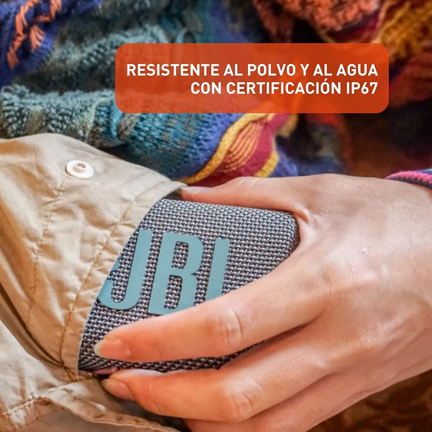JBL Go 3 - Altavoz Bluetooth portátil, batería integrada, impermeable y resistente al polvo, llavero LED incluido - Gris