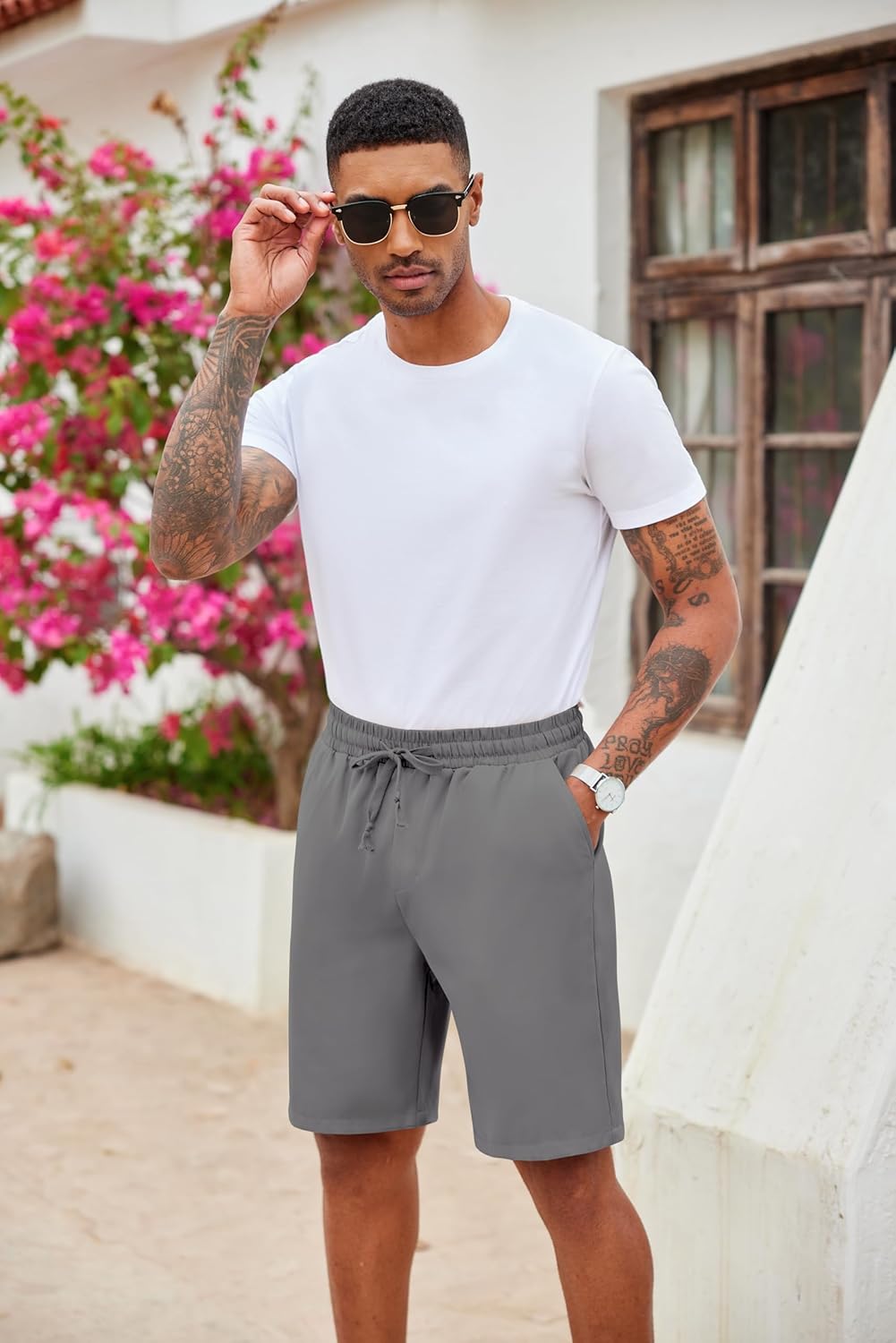 COOFANDY Men's Casual Drawstring Shorts Lightweight Elastic Waist Walking Shorts with Pockets - Image 8