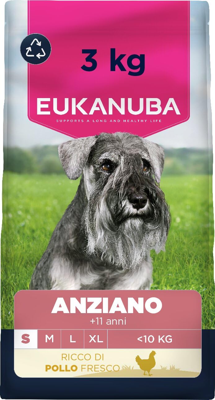 EUKANUBA Cibo secco per cani Senior con pollo fresco per razze di taglia piccola - Alimento secco premium per cani anziani, 3 kg