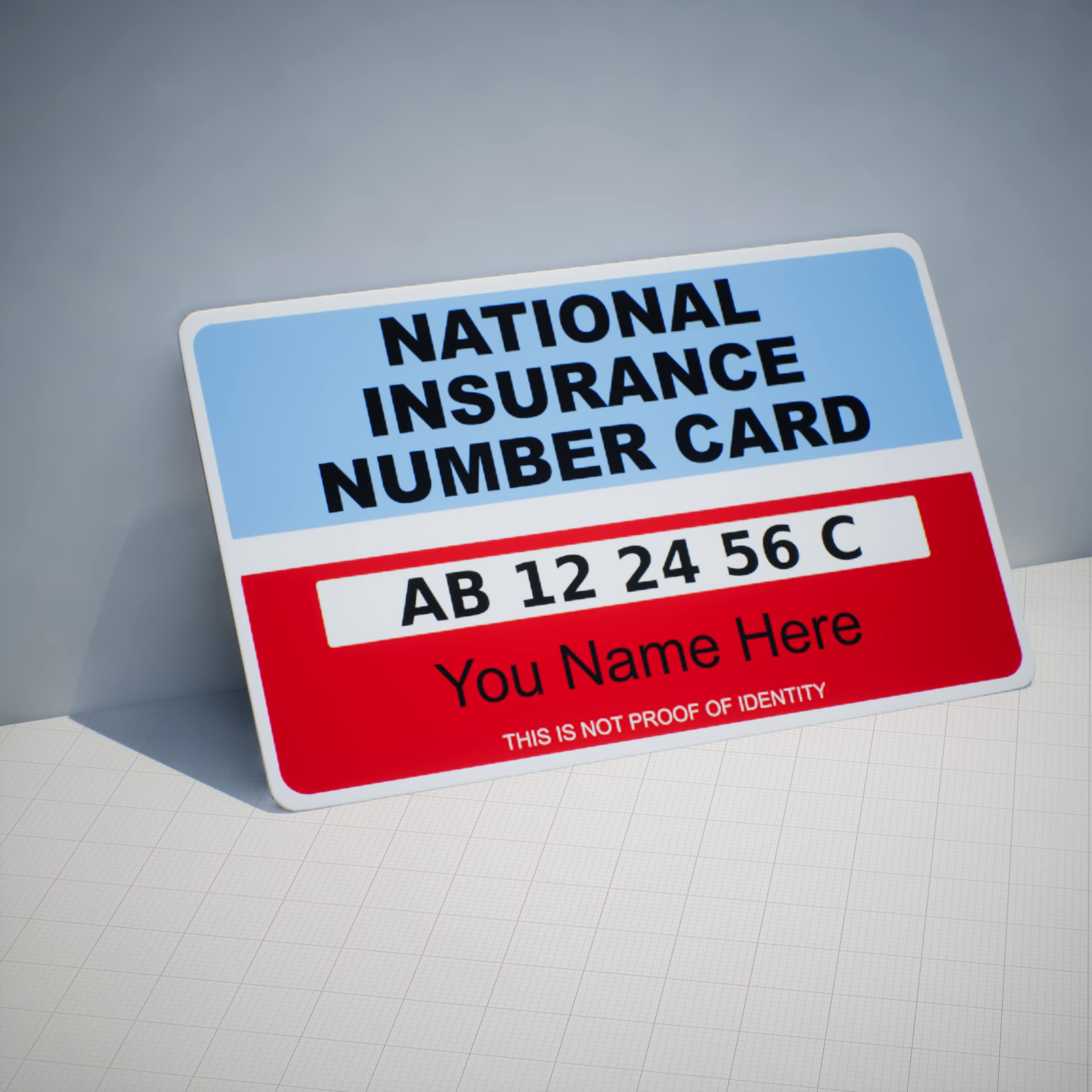 Replacement National Insurance NI Number Card Single Sided - PVC CR80 85 x 54 mm - QikPos