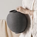 Vase en céramique blanche - 9.8 Vase Rustique ferme de pouce pour décoration maison, Vases minimalistes pour salle de séjour, Table, Salle de bains, Vacances & Mariages (blanc de sable)