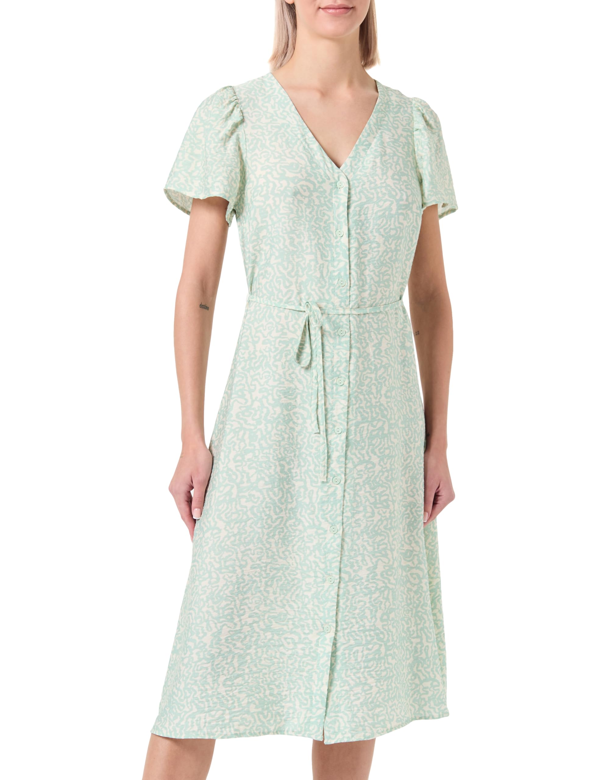VMJOSIE SS Calf Shirt Dress WVN GA, Silt Green/AOP:Rita, XS