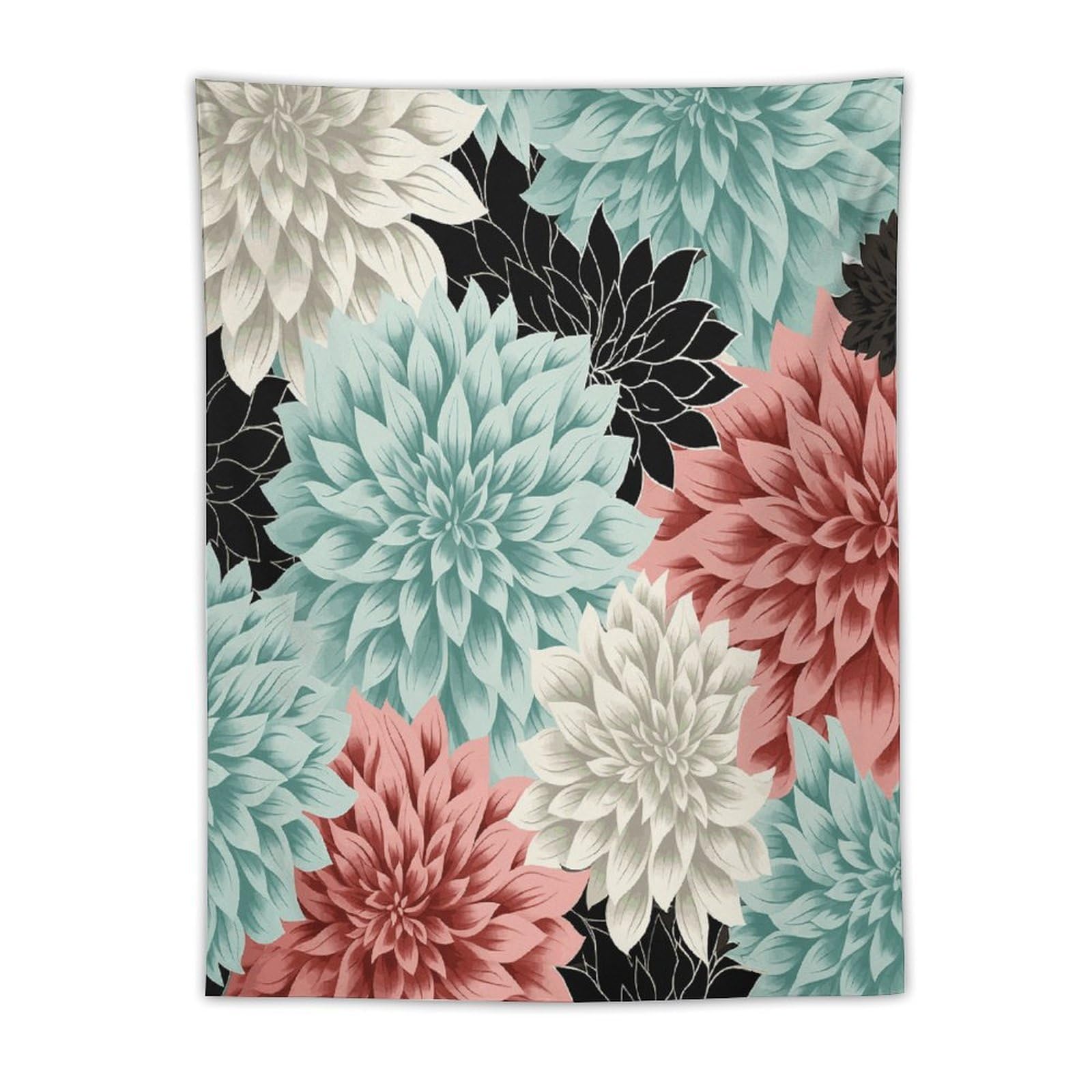 MUSM Dahlia Flower Tapestry with Installation Kit Personalized Wall Tapestry Aesthetic Tapestries Backdrop Banner Wall Art Hanging Decor for Home Picnic Beach Blanket 30"x40"