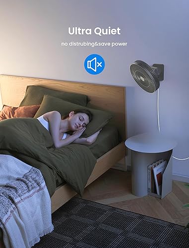 Miniatura 7 de Ventilador oscilante de montaje en pared de 12 pulgadas con control remoto y temporizador, ventilador silencioso de 4 velocidades para bañocaravana,