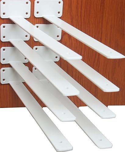 Miniatura 18 de Paquete de 4 soportes de estante en L ocultos blancos de 5 pulgadas (1/5 pulgadas de grosor), soporte de estante de metal, soporte de estante