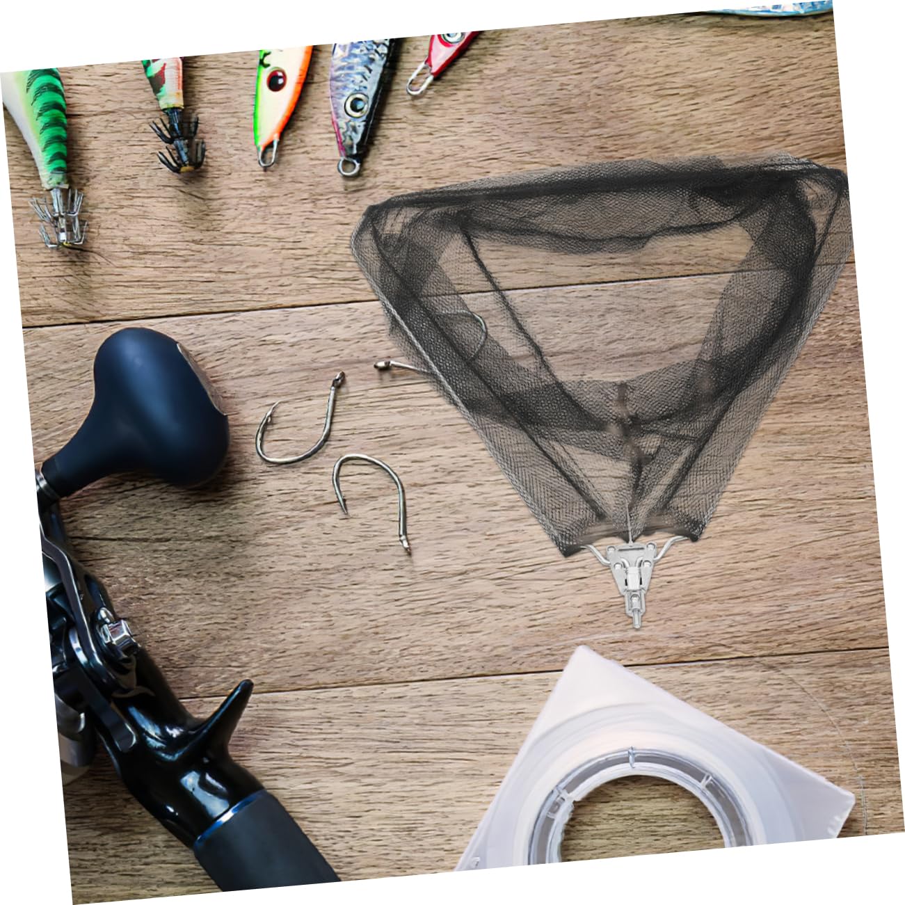 Red de Pesca Plegable Triangular Negra, 2 Piezas, Hierro y Nylon